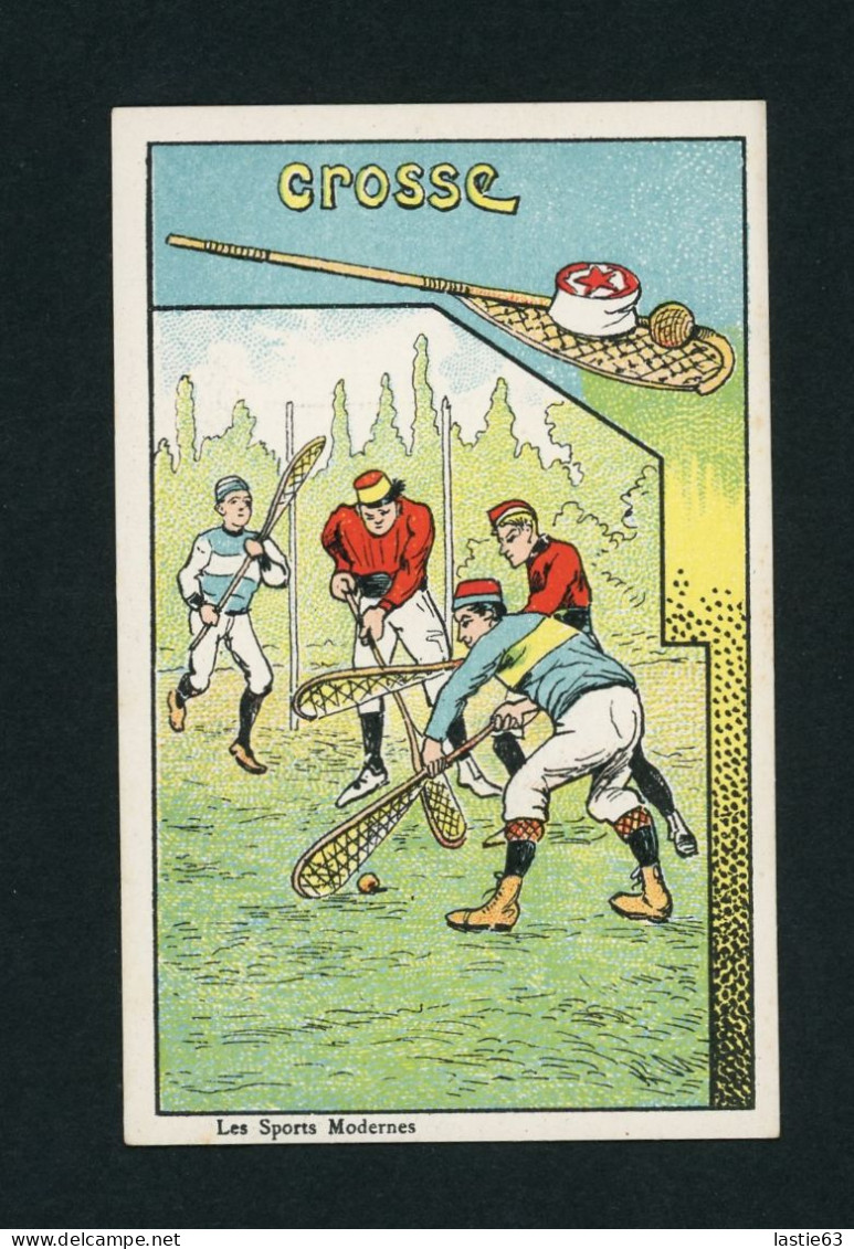 CHROMO   IMAGE  Les  Sports  Modernes   Courbe-Rouzet  Parfait état Jamais Collé  11x7 Cm  La Crosse Lacrosse Canada - Other & Unclassified