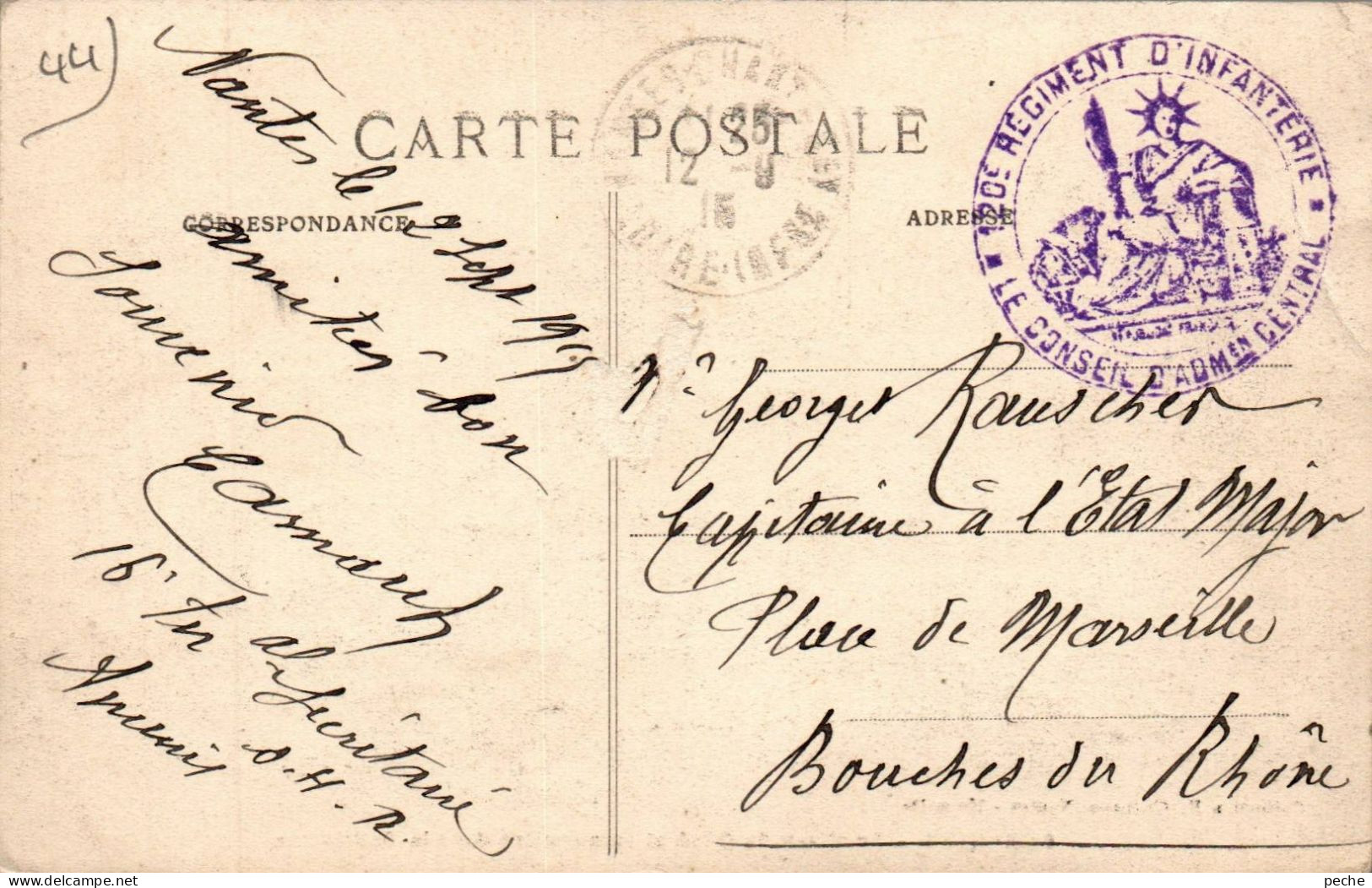 N°2542 W -cachet 120è Régiment D'infanterie - Guerre De 1914-18