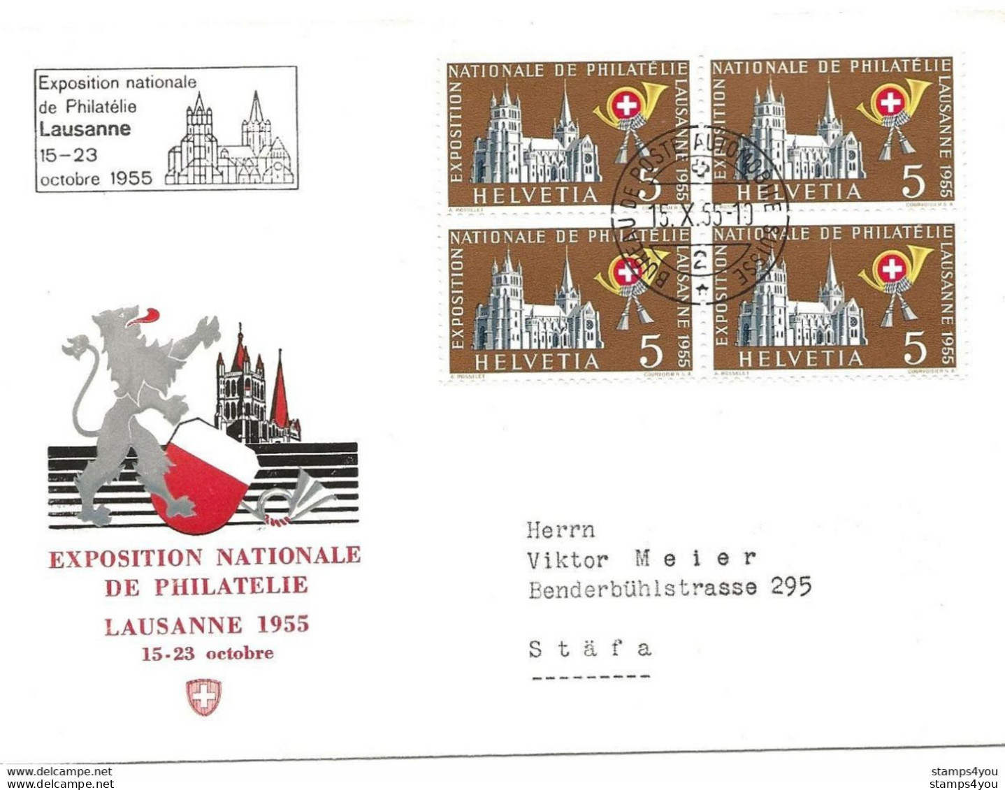125 - 86 -  Enveloppe Avec Oblit Spéciale "Expo Nationale Philatélie Lausanne 1955" - Poststempel