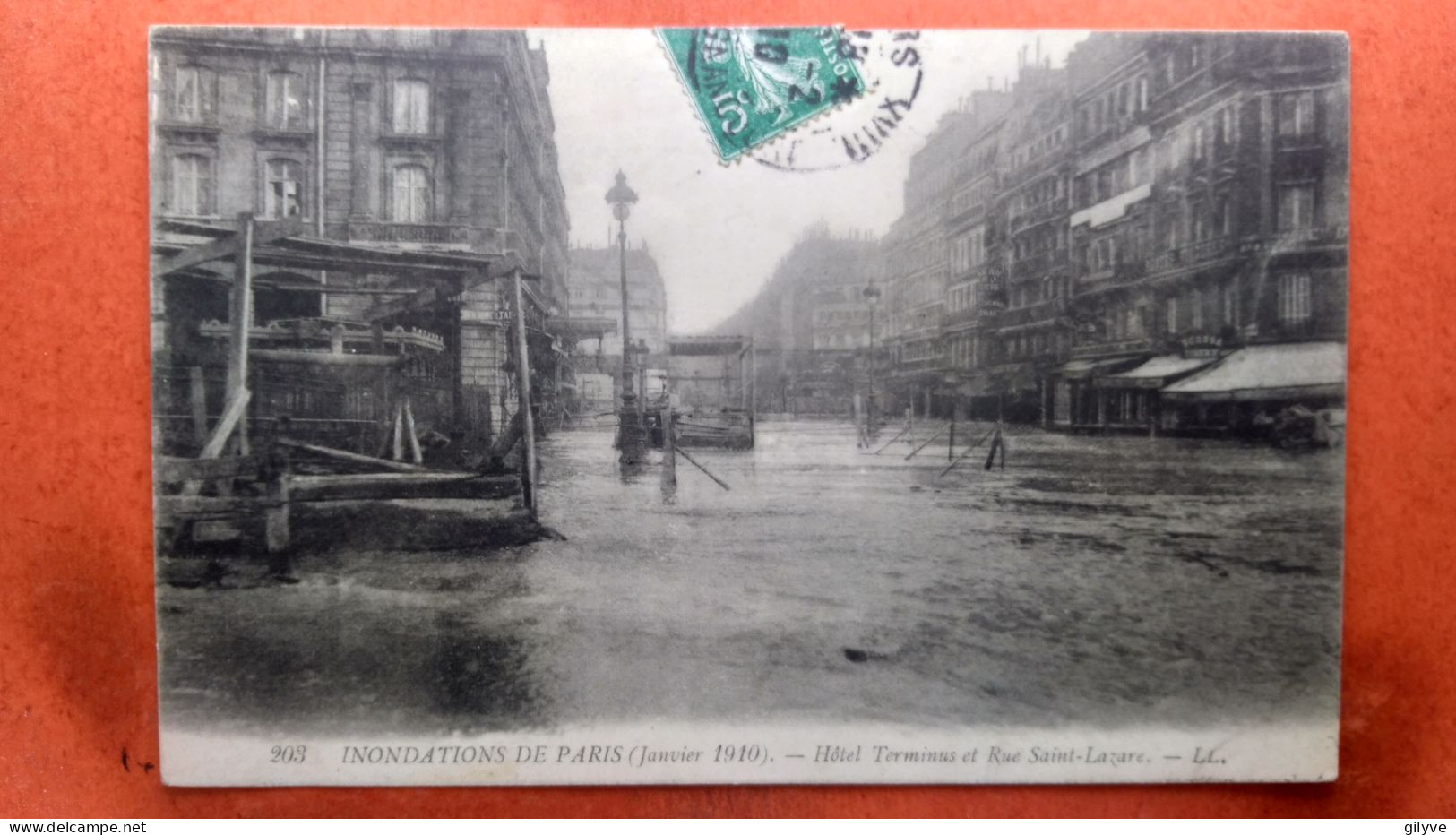 CPA (75) Inondations De Paris.1910. Hôtel Terminus Et Rue Saint Lazare. (7A.822) - De Overstroming Van 1910