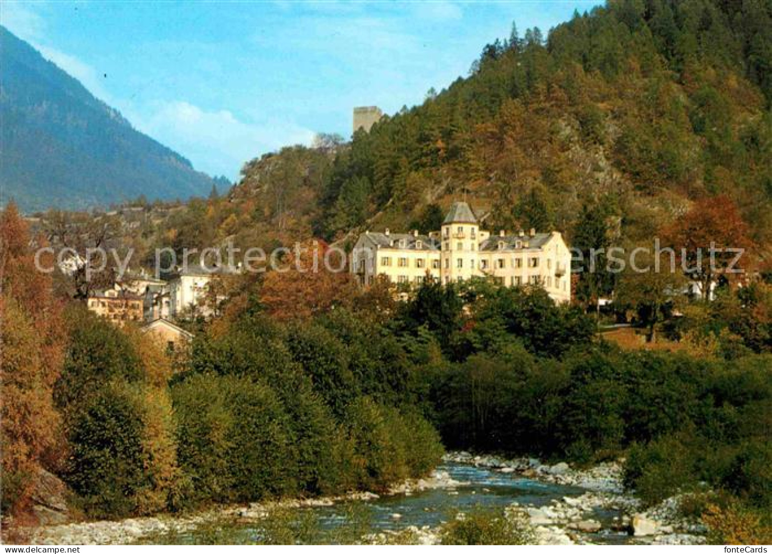 12780147 Promontogno Hotel Bregaglia Am Fluss Herbststimmung Promontogno - Sonstige & Ohne Zuordnung