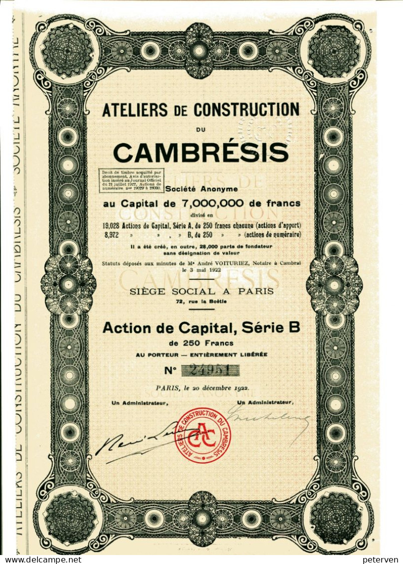 Ateliers De Construction Du CAMBRÉSIS - Industrie