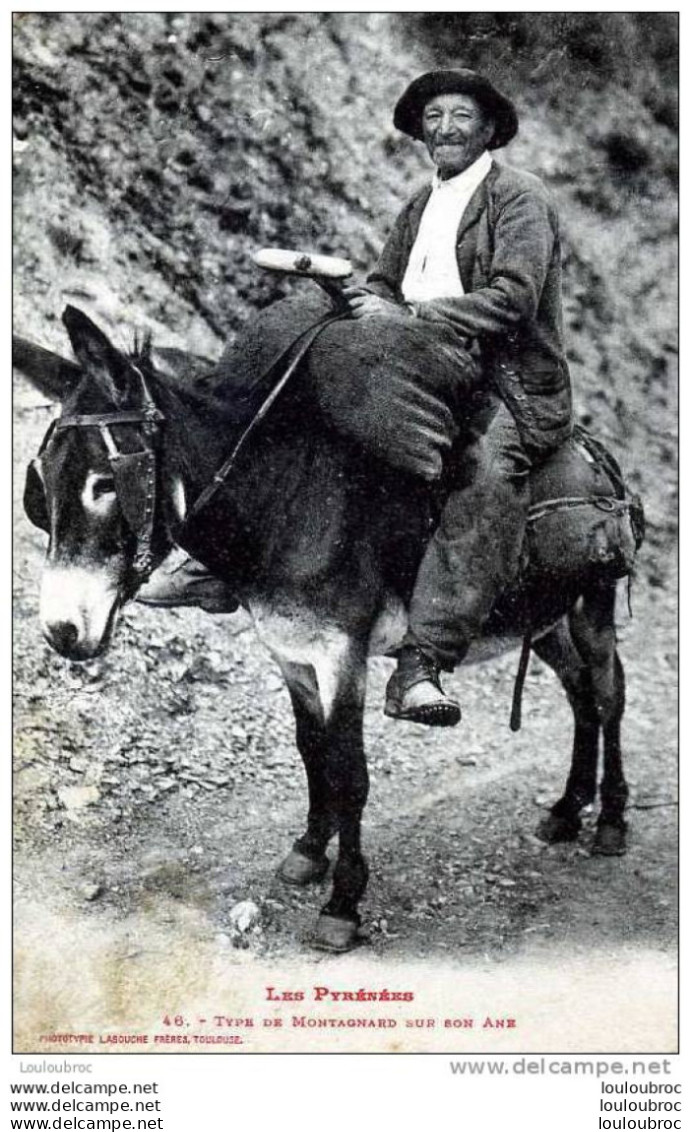 64 LES PYRENEES TYPE DE MONTAGNARD SUR SON ANE N°46 EDIT LABOUCHE - Autres & Non Classés