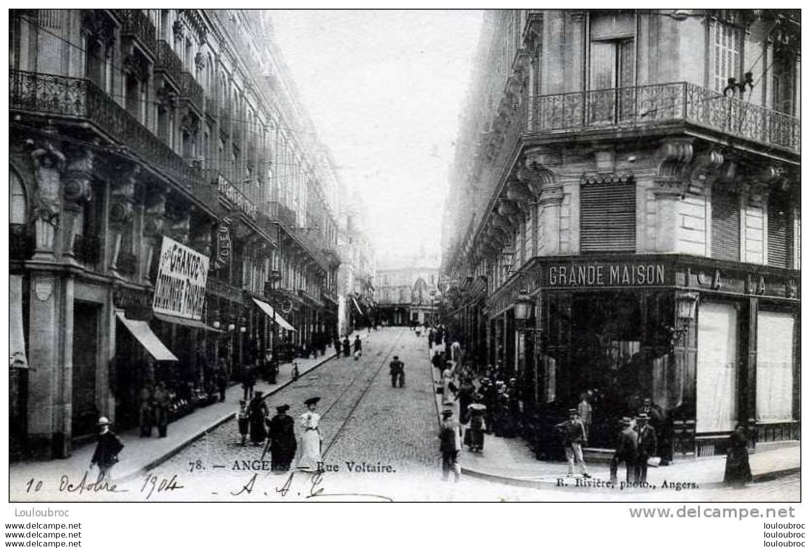 49 ANGERS RUE VOLTAIRE  GRANDE MAISON MAGASIN EDIT RIVIERE VOYAGEE 1904 - Angers