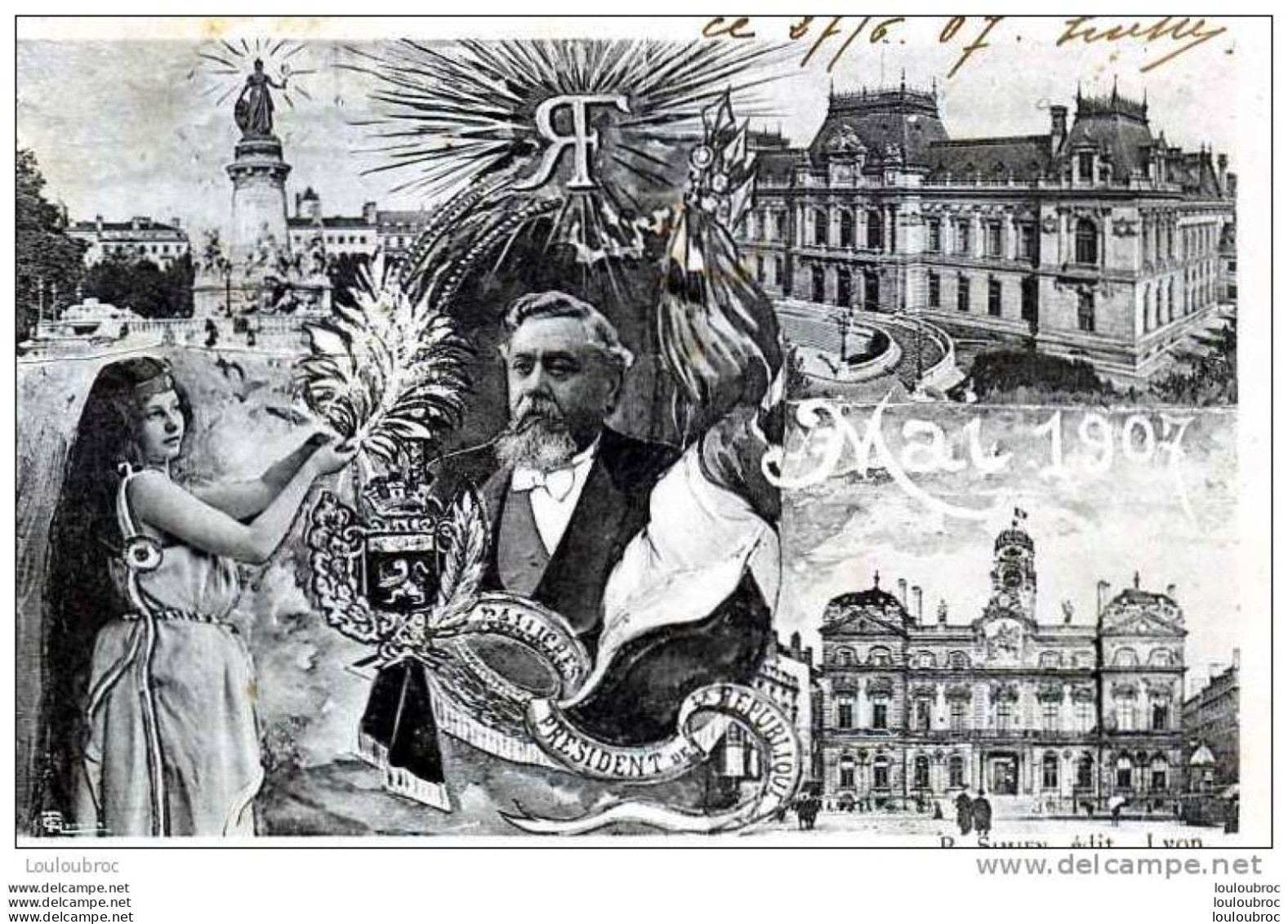 FALLIERES PRESIDENT DE LA REPUBLIQUE MAI 1907 EDIT SIMIEN  VOYAGEE 1907 - Personajes