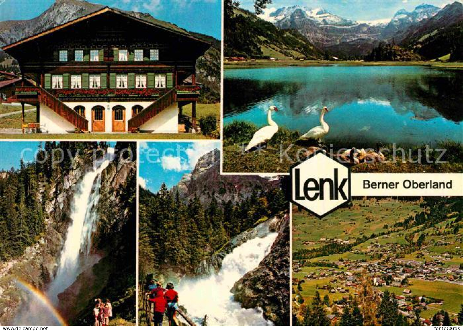 12779439 Lenk Simmental Typisches Haus See Schwaene Alpenpanorama Wasserfall Len - Altri & Non Classificati