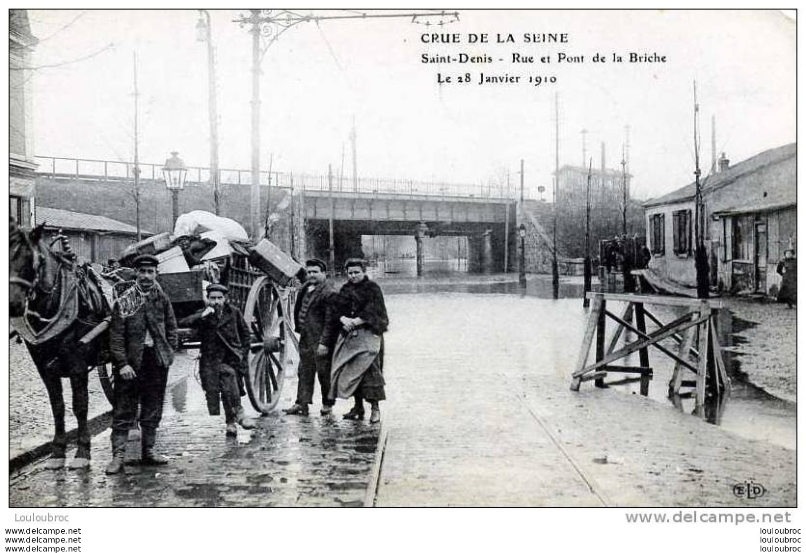 93 SAINT DENIS CRUE DE LA SEINE RUE ET PONT DE LA BRICHE 28 JANVIER 1910 - Saint Denis