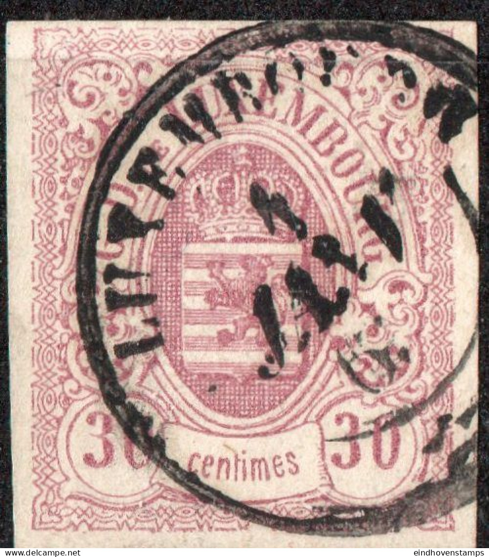 Luxemburg 1859 30 C Lilac Red - 1859-1880 Wapenschild