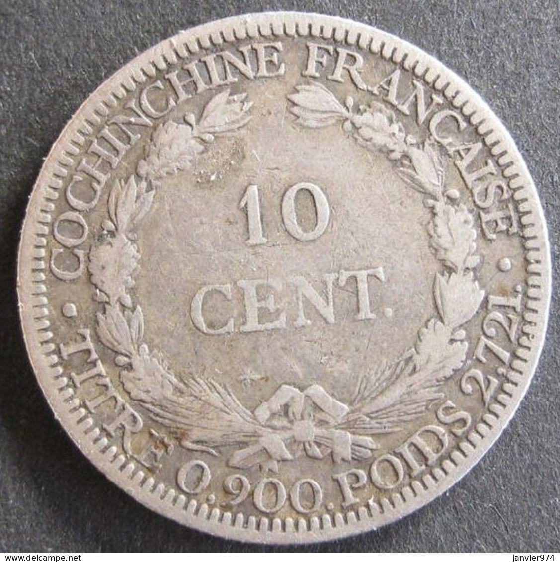 Cochinchine Française. 10 Cent 1879 A, En Argent. Lec# 17. RARE - Cochinchina