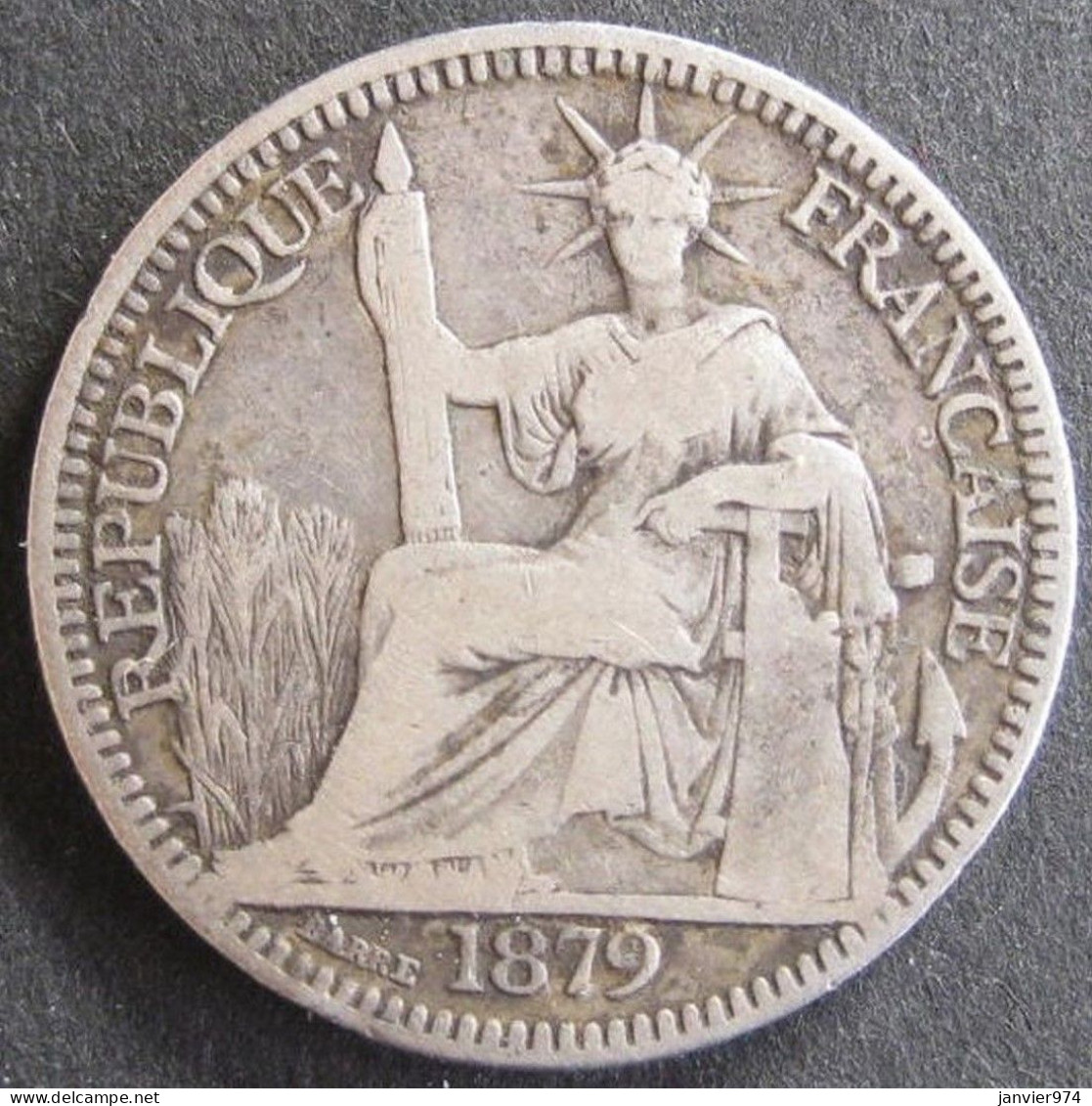 Cochinchine Française. 10 Cent 1879 A, En Argent. Lec# 17. RARE - Cocincina