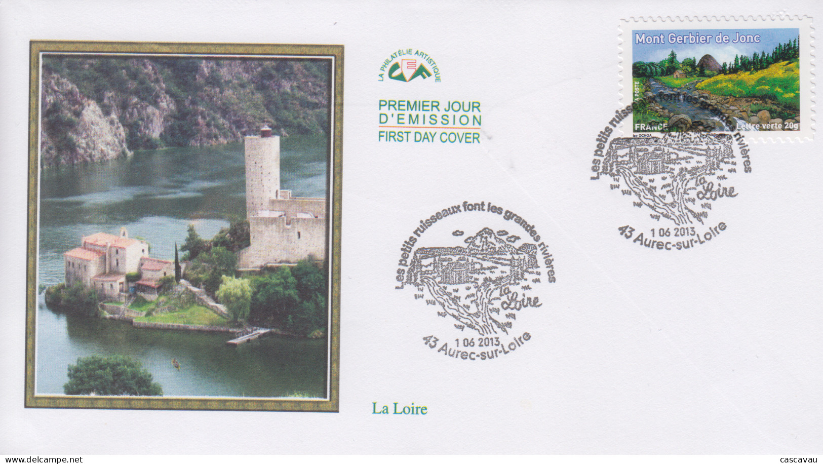 Enveloppe  FDC   1er  Jour   FRANCE     Mont   GERBIER  DE  JONC     AUREC  SUR  LOIRE    2013 - 2010-2019