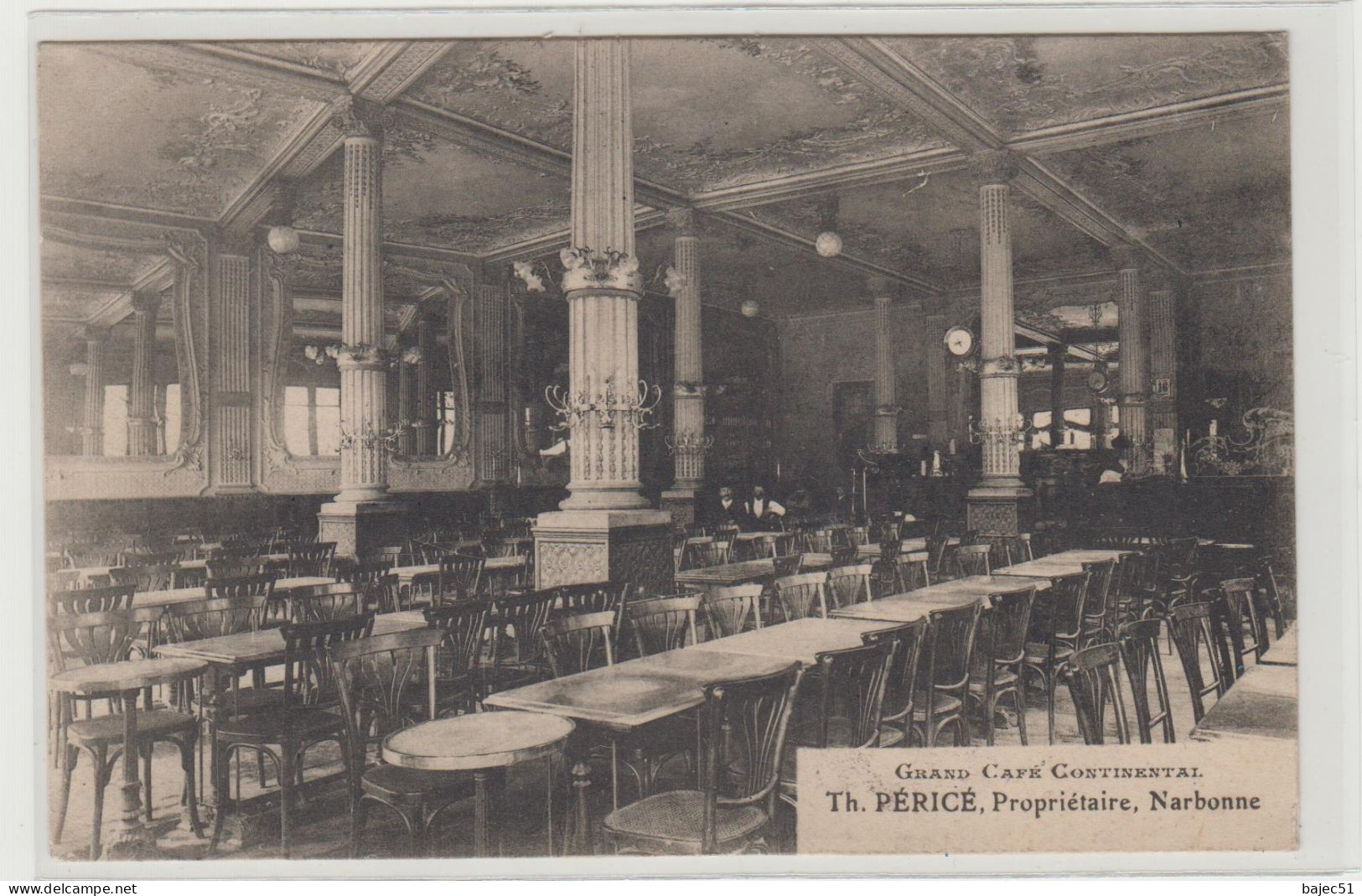 Narbonne " Grand Café Continental Th Péricé Propriétaire " Rare - Narbonne