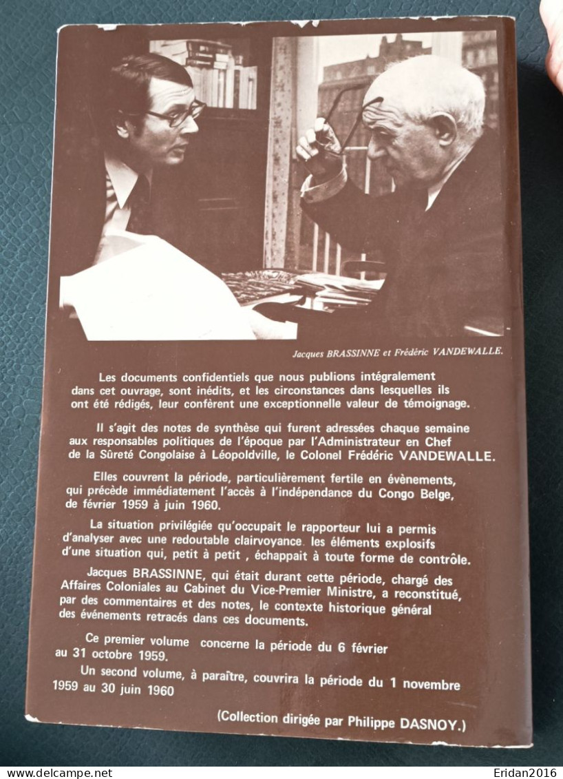 Les Rapports Secrets De La Sûreté Congolaise T1  : Janvier 1959 à Octobre 1959 : GRAND FORMAT - Geschiedenis