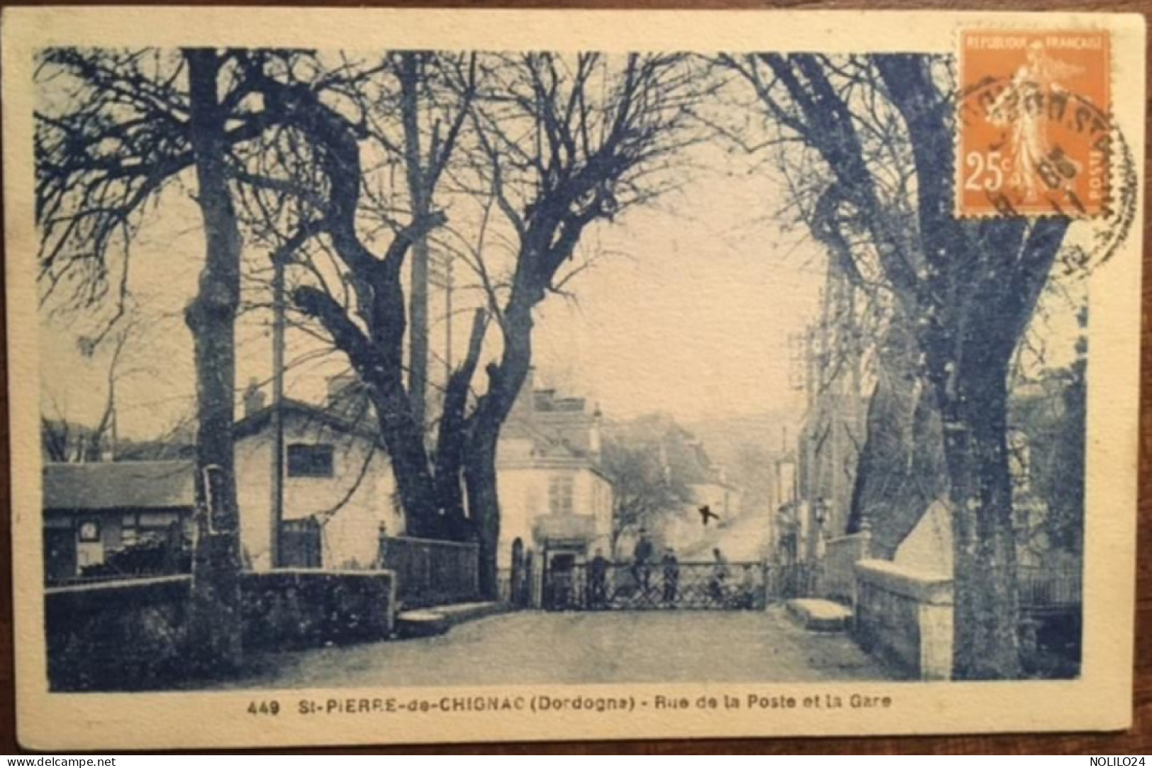 Cpa 24 Dordogne, St Pierre De Chignac, Rue De La Poste Et La Gare, Animée, Phototypie Rivière-Bureau - Autres & Non Classés