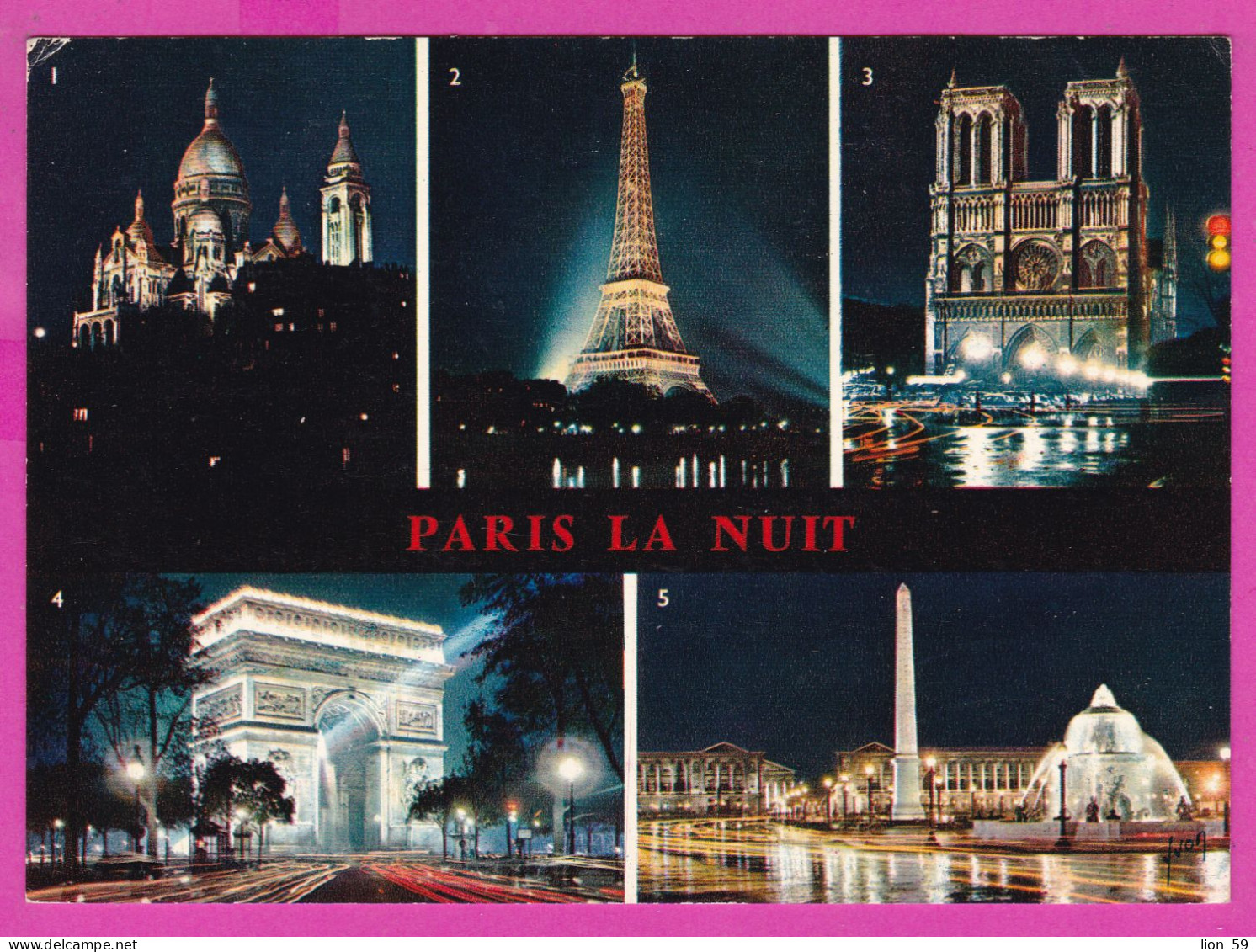 294102 / France - Paris La Nuit Tour Eiffel Sacre-Coeur NotPC 1970 Paris USED 0.45 Fr. - 16 VI 1970 Machine Stamps (ATM) - 1969 Montgeron – Wit Papier – Frama/Satas