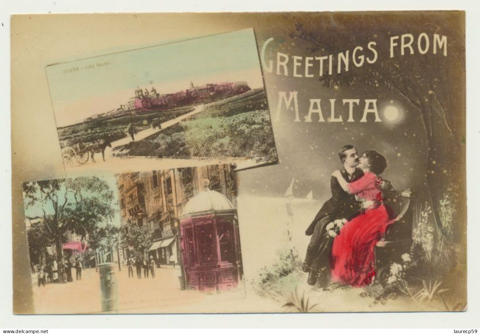 MALTE - Carte Fantaisie Multivues Couple..... - Greetings From MALTA - Malte