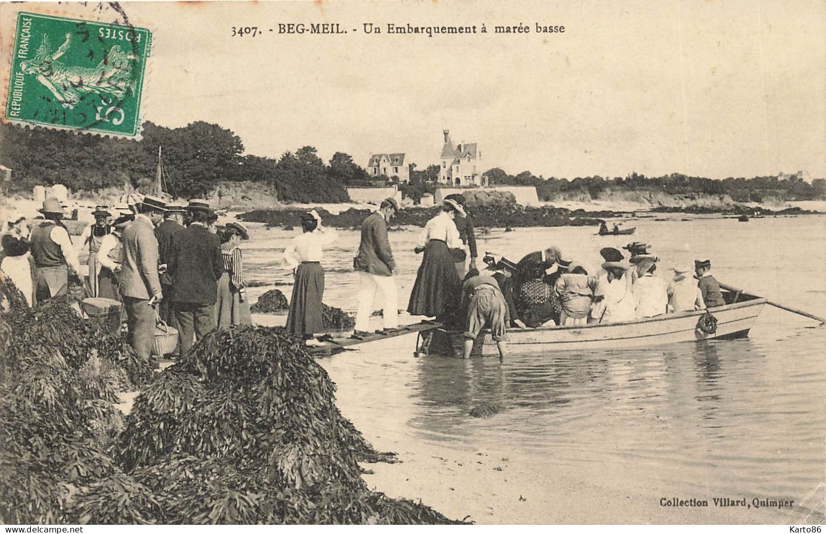 Beg Meil * Un Embarquement à Marée Basse * Bateau Villageois - Beg Meil