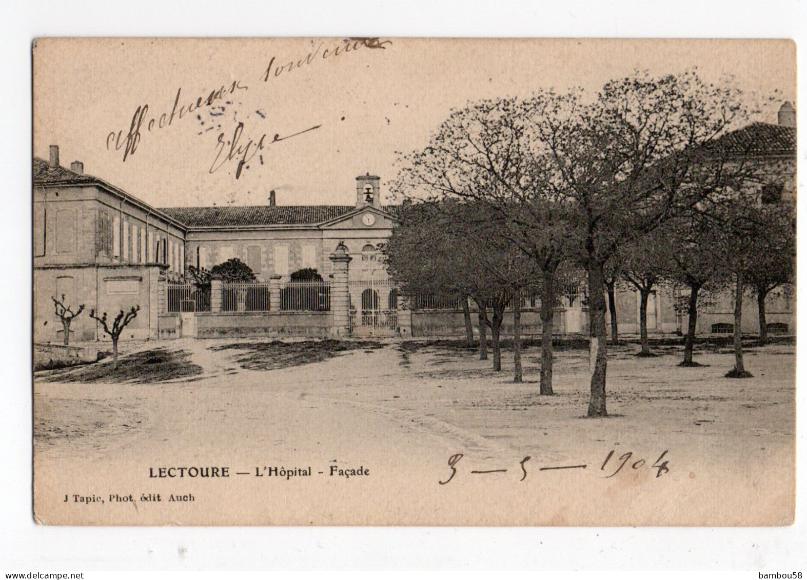 LECTOURE * GERS * L'HOPITAL * FACADE * CLOCHE * Phot. édit. J. Tapie, Auch * Carte Précurseur - Lectoure