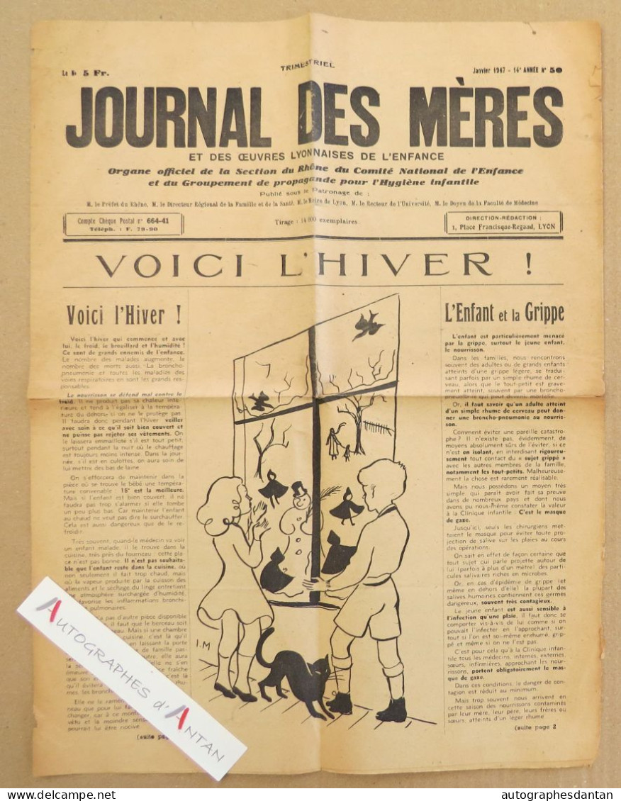 ● Journal Des Mères Et Des Oeuvres Lyonnaises De L'enfance - Janvier 1947 - Trimestriel - Lyon - Sonstige & Ohne Zuordnung