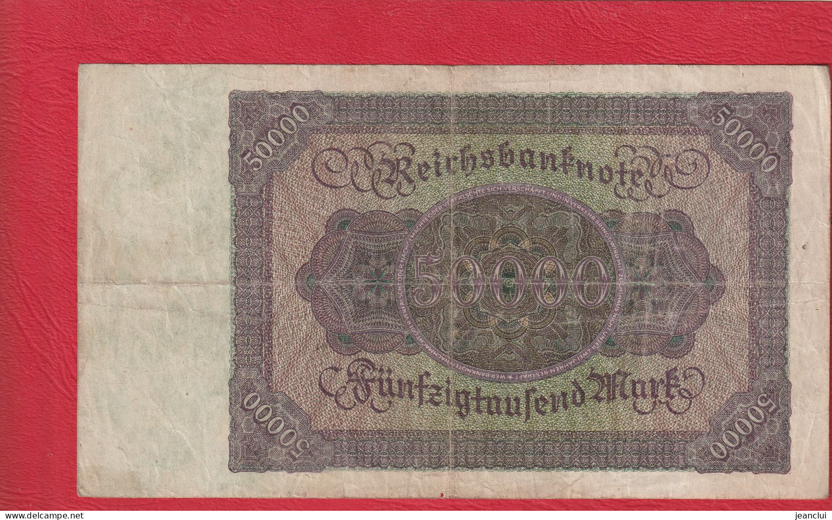 REICHSBANKNOTE . 50.000 MARK   . 19-11-1922 . N°  C.00910943  .  2 SCANNES  .  BILLET USITE - 50.000 Mark