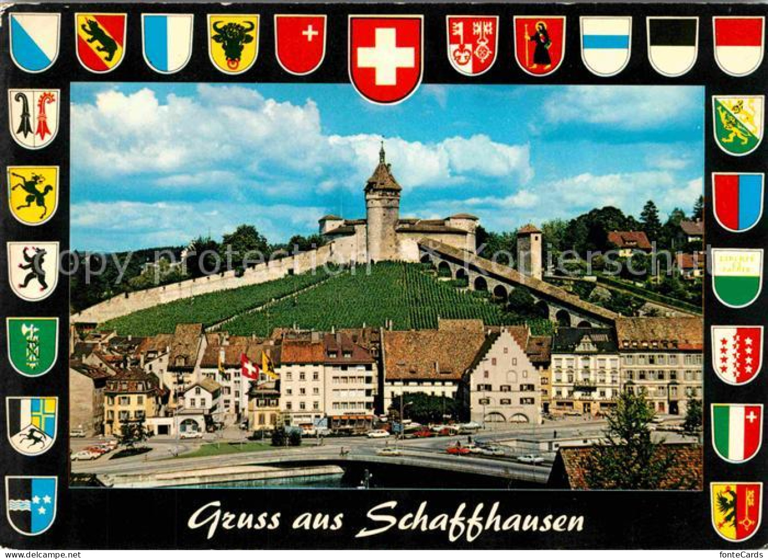 12761799 Schaffhausen SH Mit Munot Festung Nationalflaggen Schaffhausen - Altri & Non Classificati