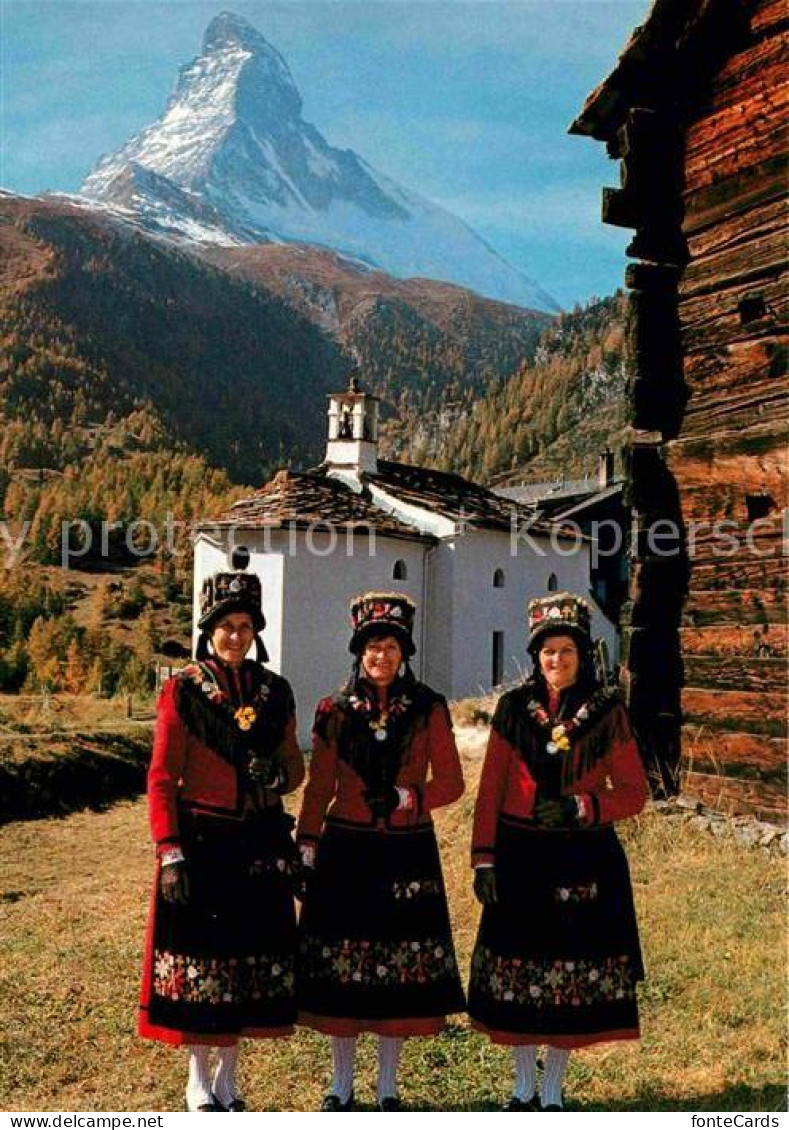 12761777 Zermatt VS Trachtengruppe Blick Zum Matterhorn Walliser Alpen Zermatt - Sonstige & Ohne Zuordnung