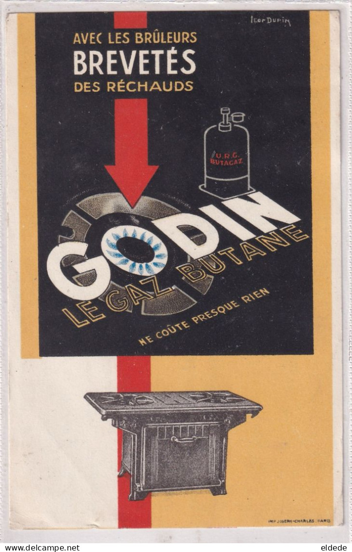 Pub Couleur Godin Guise  Le Gaz Butane  Signée Leon Dupin Envoi Quincaillerie Audebert Richelieu 37 - Guise