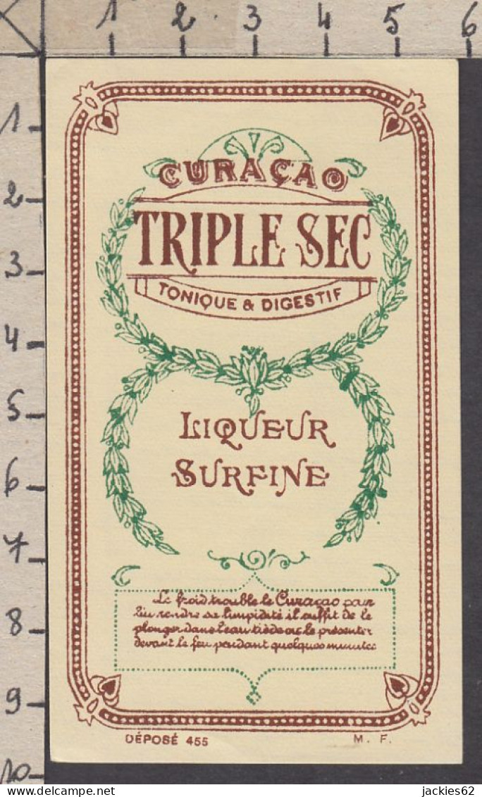 128872/ Etiquette De Boisson *CURAÇAO, TRIPLE SEC*, Liqueur Surfine - Publicités