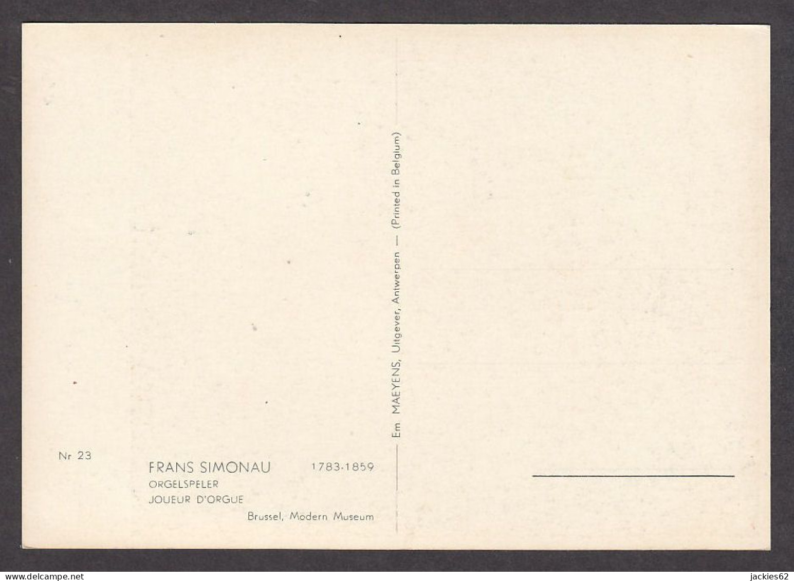 PS119/ Frans SIMONAU, *Joueur D'orgue - Orgelspeler*, Bruxelles, Musée D'art Moderne  - Peintures & Tableaux