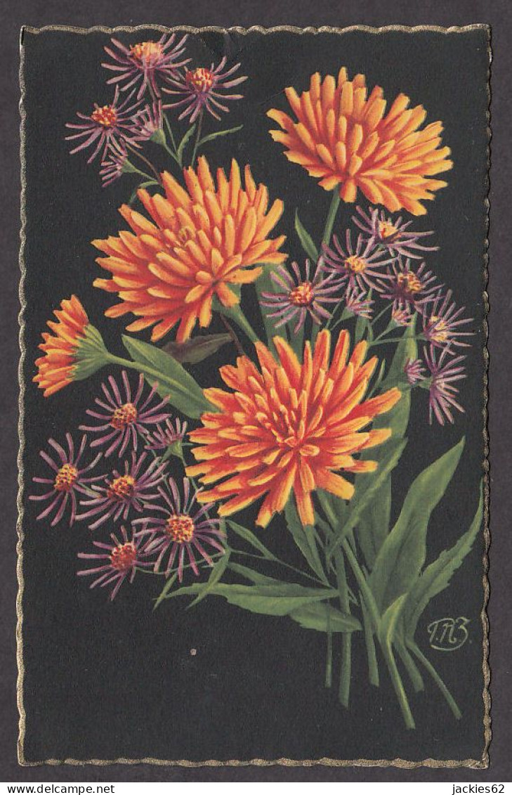 093541/ Dahlias, Signée TNZ - Bloemen