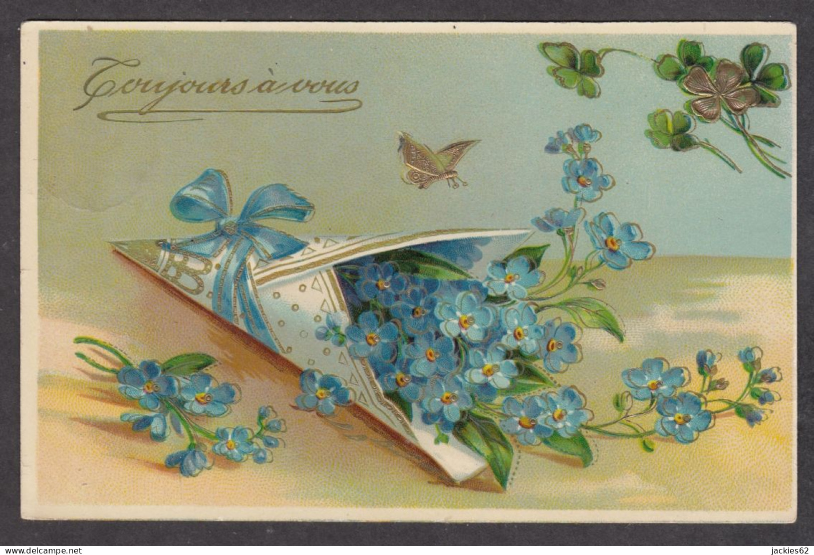 093401/ Myosotis, Gravée, Dorure, *Toujours à Vous*, 1910 - Flowers