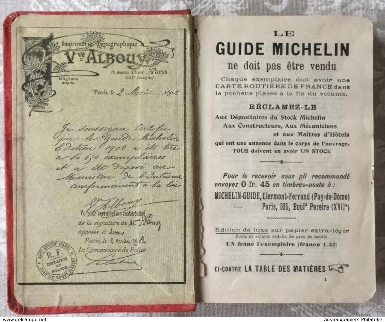 France Guide Michelin 1902 A - Michelin (guides)