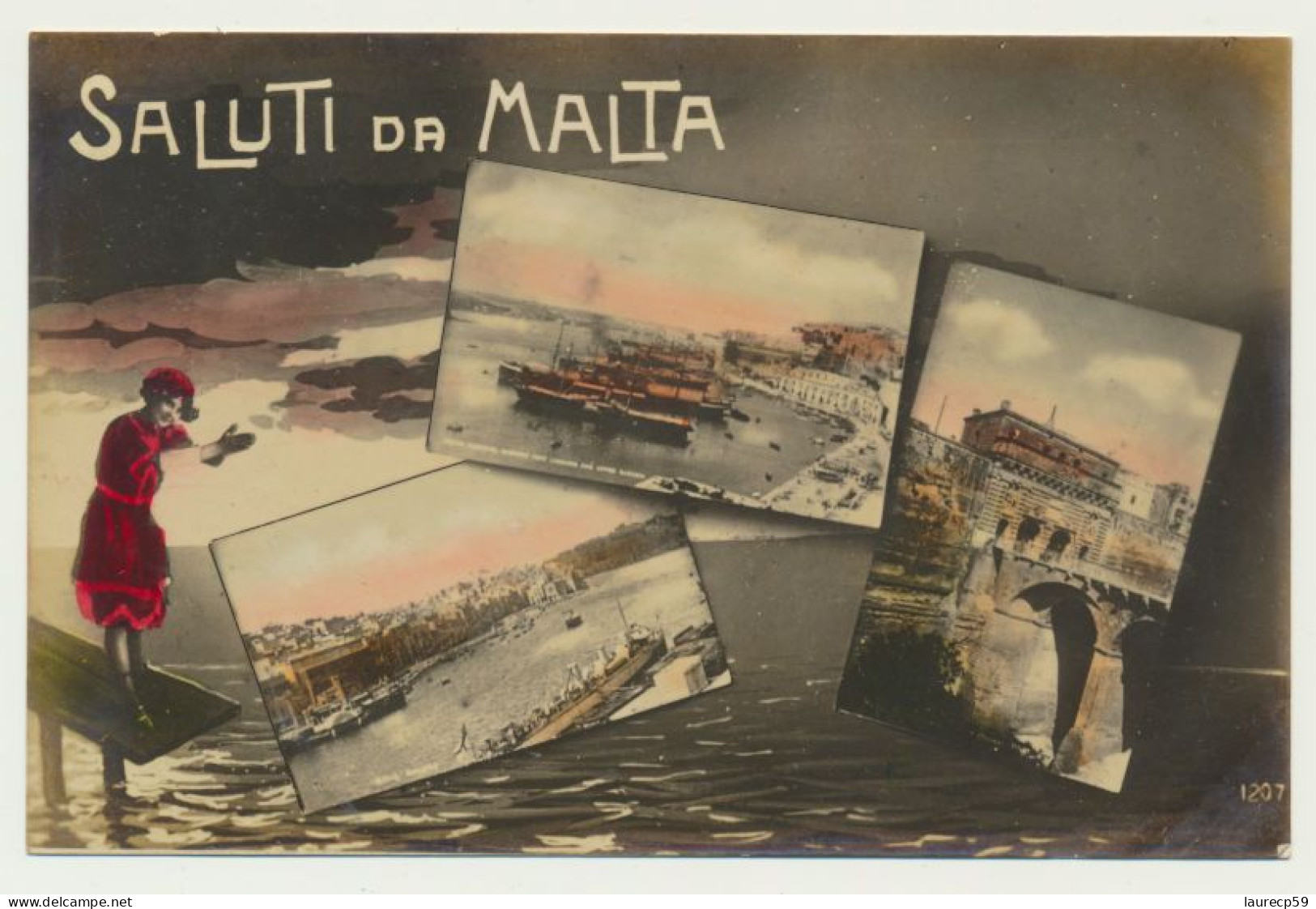 MALTE - Carte Fantaisie Multivues Femme ..... - , Saluti Da MALTA - Malte