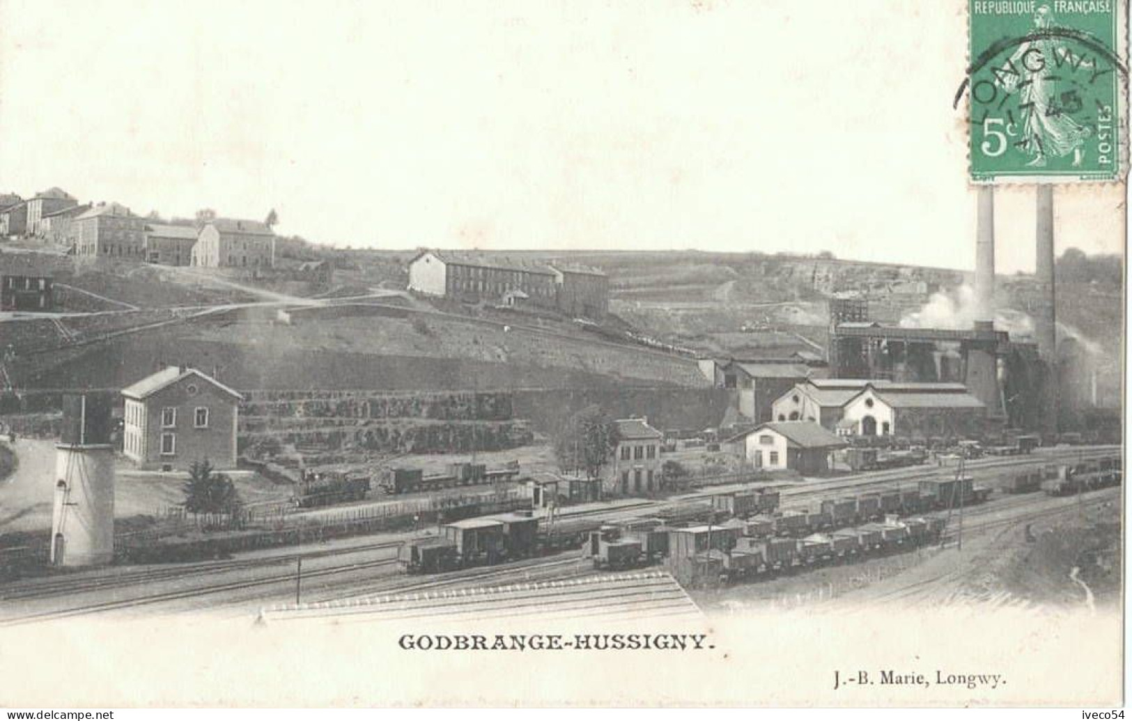 1905 Hussigny Godbrange  La Gare - La Lorraine Industrielle - Les Bureaux    Pour  Cloyes   La Hennebinerie  Chateaudun - Longwy