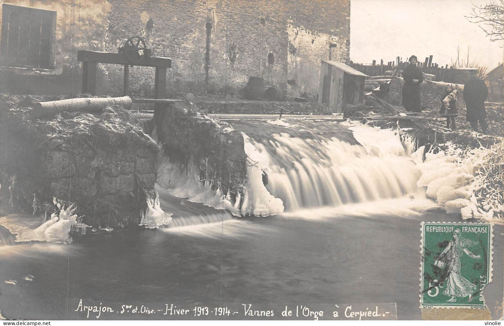 P-24-Mi-Is-1978 : ARPAJON. CARTE-PHOTO. VANNES DE L'ORGE A CERPIED HIVER 1913-1914. GEL - Arpajon