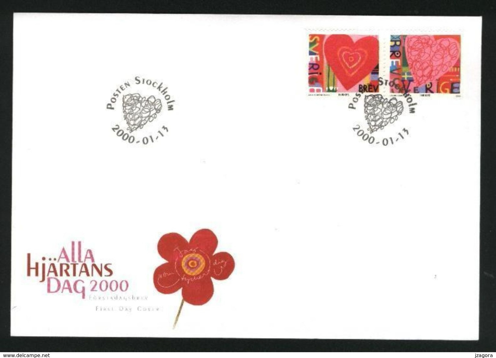 GREETINGS STAMPS - ST. VALENTINE'S DAY VALENTINSTAG SAINT-VALENTIN - SWEDEN 2000 MI 2157 2158 FDC HEARTS - Altri & Non Classificati