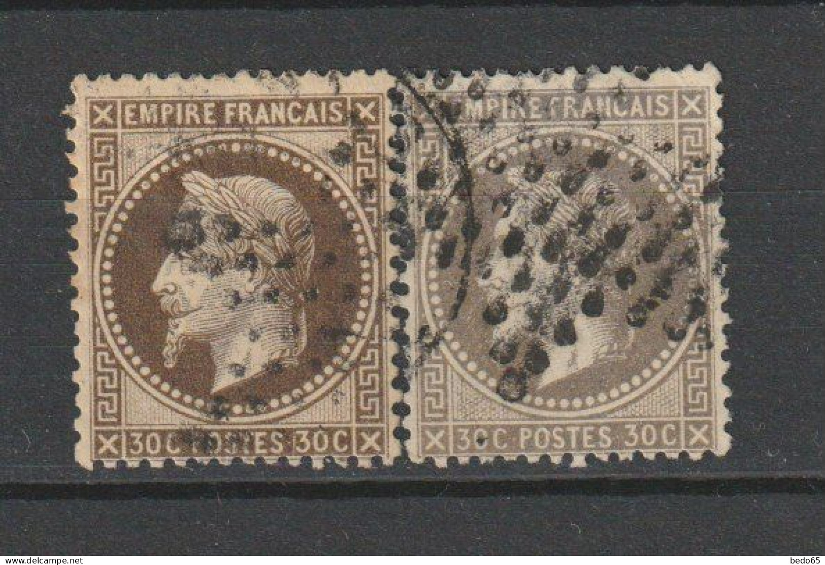 NAPOLEON N° 30 X 2 NUANCES  OBL  TB - 1863-1870 Napoléon III Con Laureles