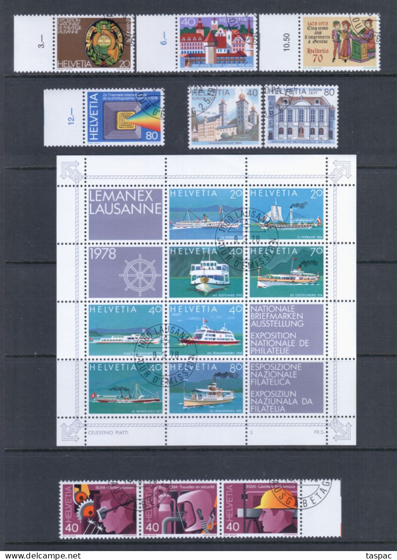 Switzerland 1978 Complete Year Set - Used (CTO) - 22 Stamps + 1 S/s (please See Description) - Usados