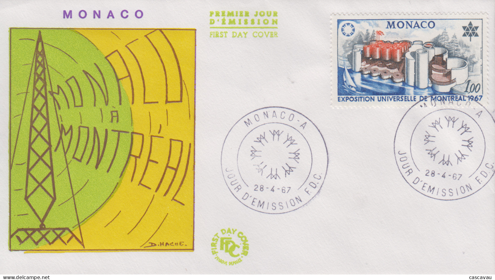 Enveloppe  FDC   1er  Jour    MONACO     Exposition  Universelle   MONTREAL   1967 - 1967 – Montreal (Kanada)