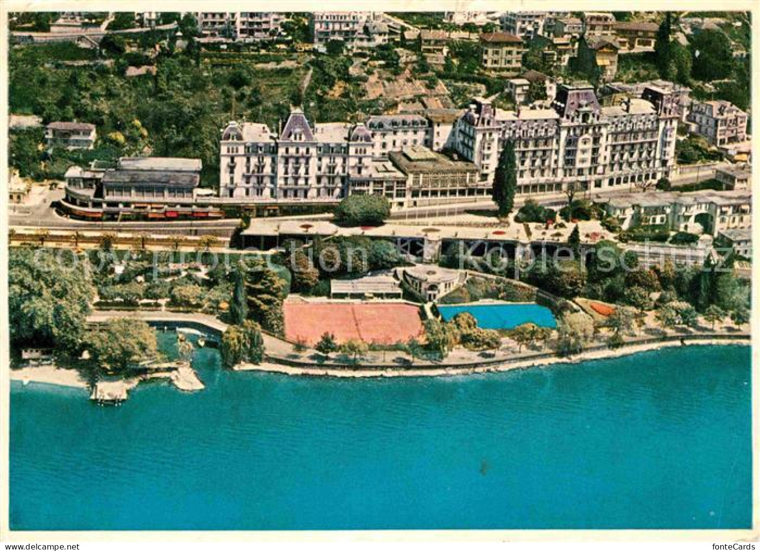 12744479 Territet Montreux Grand Hotel Luftbild Territet Montreux - Andere & Zonder Classificatie