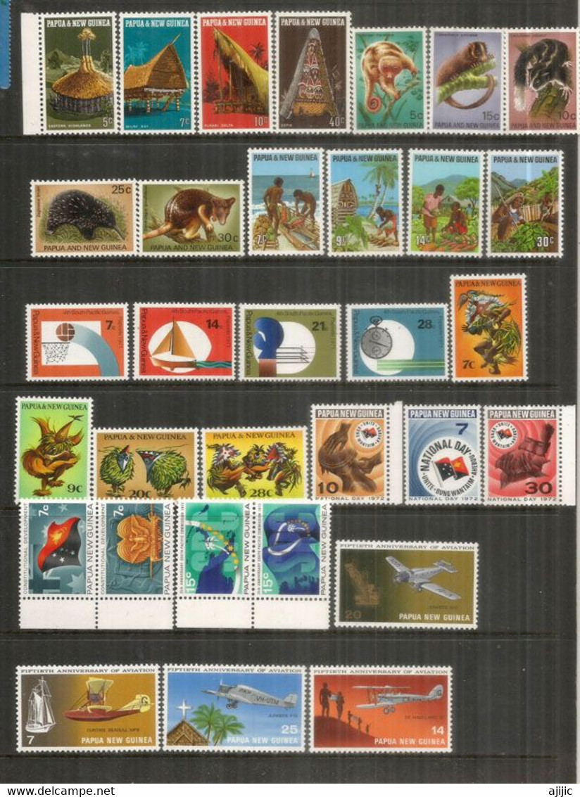 Années Complètes 1971 Et 1972. 40 Timbres Neufs ** (Reptiles,missionnaires,aviation,alimentation,etc) Côte 60 Euro - Papúa Nueva Guinea