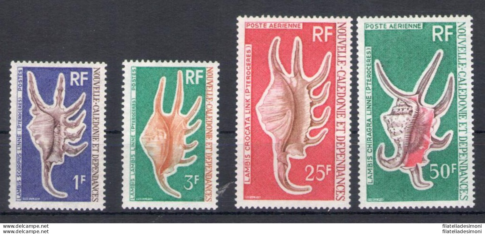 1972 Nouvelle Caledonie - Yvert N. 379/80 + PA 129/30 - Conchiglie - MNH** - Pesci
