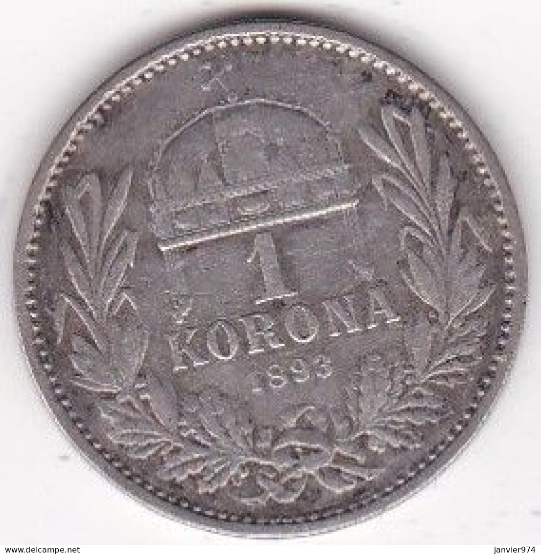 Hongrie 1 Korona 1893 Francois Joseph I, En Argent, KM# 484 - Hungría