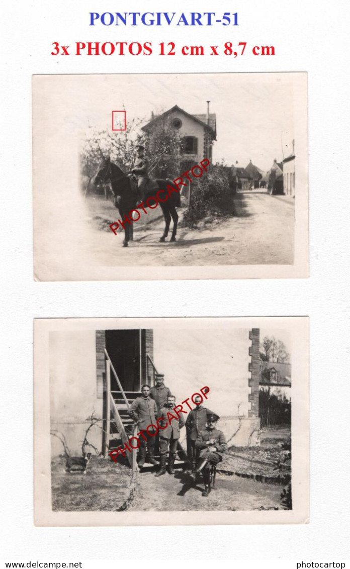 PONTGIVART-51-3x PHOTOS Allemandes-GUERRE 14-18-1 WK-MILITARIA- - Other & Unclassified