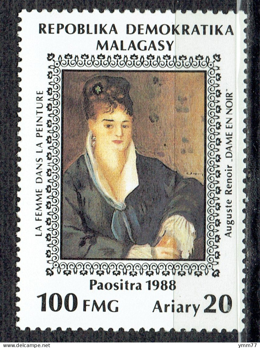 La Femme Dans La Peinture. Tableau De Renoir : "Dame En Noir" - Madagascar (1960-...)