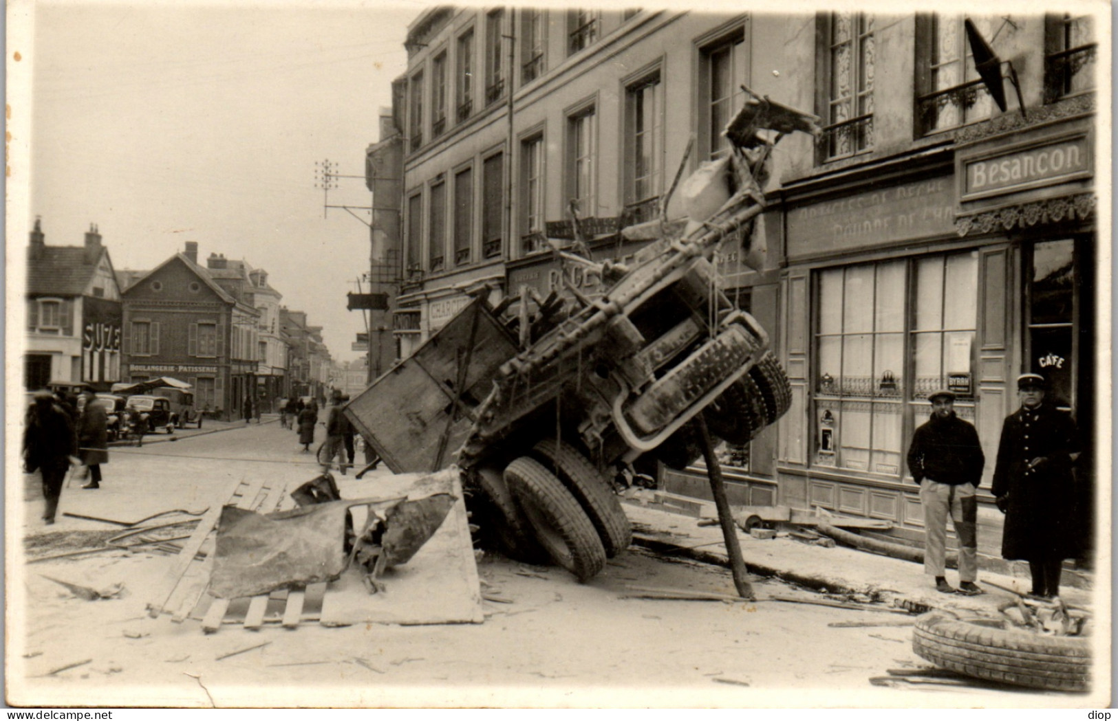 CP Carte Photo D&#039;&eacute;poque Photographie Vintage Gaillon Eure 27 Accident Camion  - Automobiles