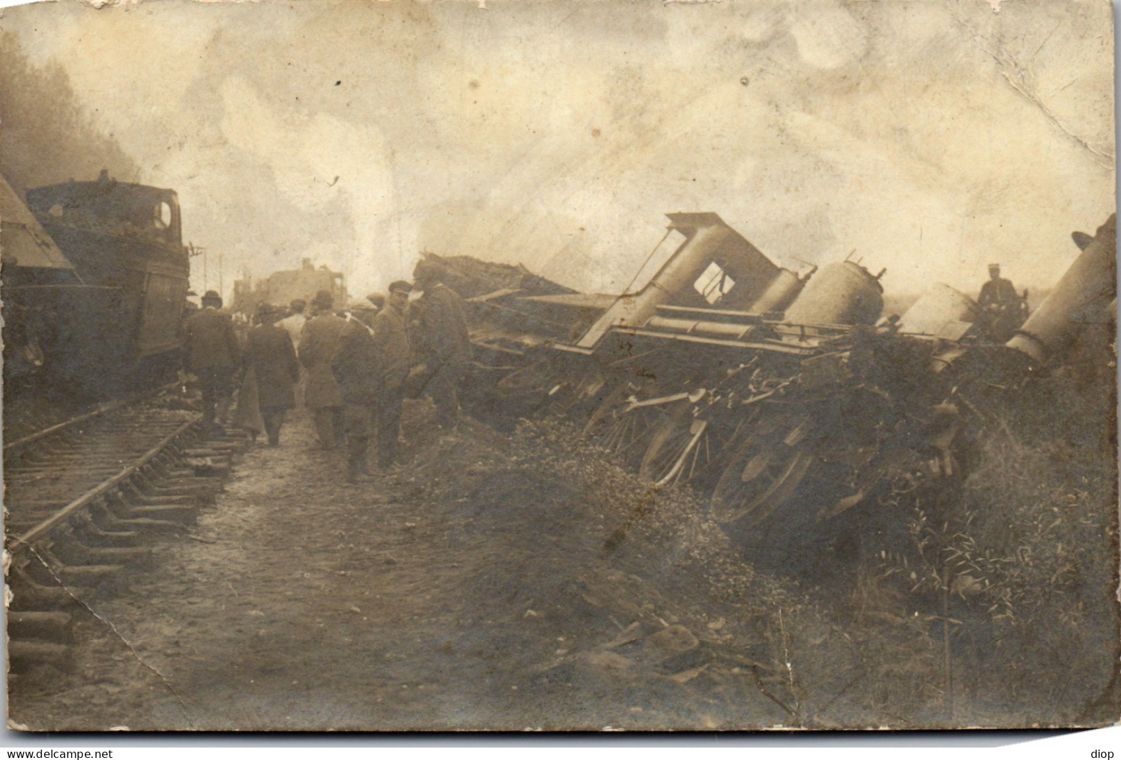 CP Carte Photo D&#039;&eacute;poque Photographie Vintage Train Aril Accident Locomotive - Trains