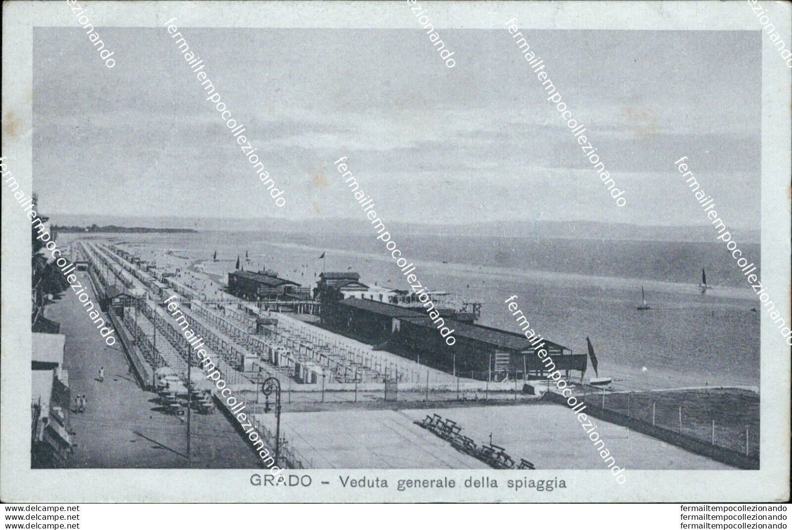 Ba102 Cartolina Grado Veduta Generale Della Spiaggia Gorizia 1940 Friuli - Gorizia