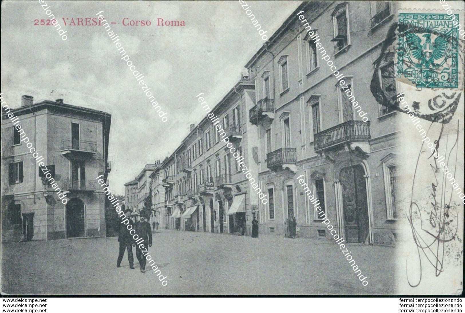 Az564 Cartolina Varese Citta' Corso Roma 1906 - Varese