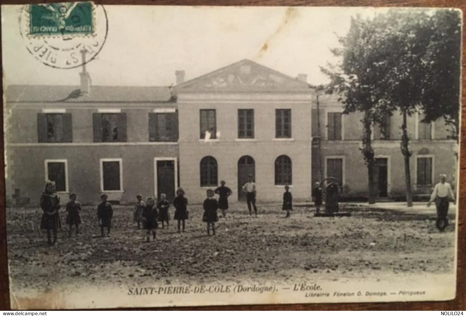 Cpa 24 Dordogne, Saint Pierre De Cole, L'Ecole, Animée, éd Domège, écrite En 1910 - Other & Unclassified